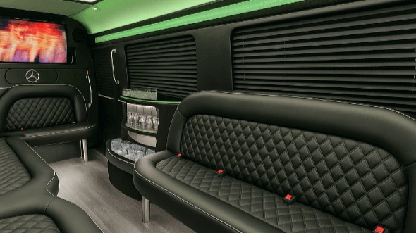 Interior of Charter Bus Company Philadelphia's 14 Passenger Sprinter Limousine in Philadelphia