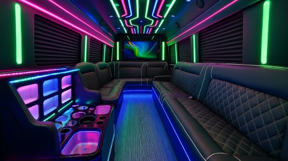 Interior of Charter Bus Company New York's 20 Passenger Party Bus in New York