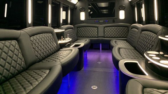 28 passenger party bus inside