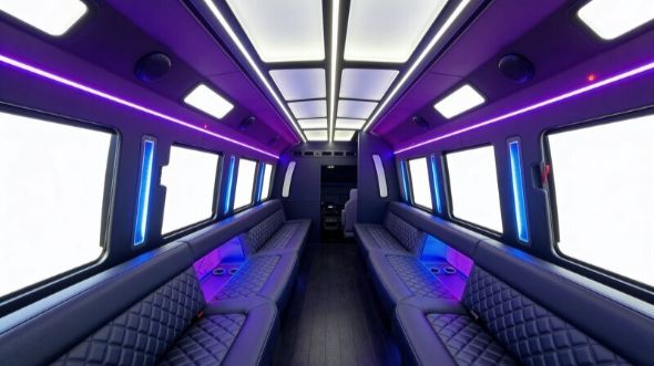 30 passenger party bus inside