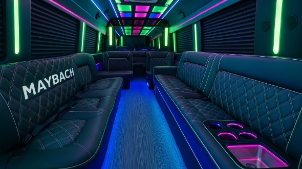 Interior of Charter Bus Company New York's 40 Passenger Party Bus in New York