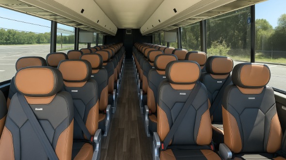 Interior of Charter Bus Company Allentown's 54 Passenger Charter Bus in Allentown
